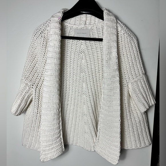 Brochu Walker Fida Handknit Shrug Cream Knit Women's Cardigan in Almond - Picture 11 of 15